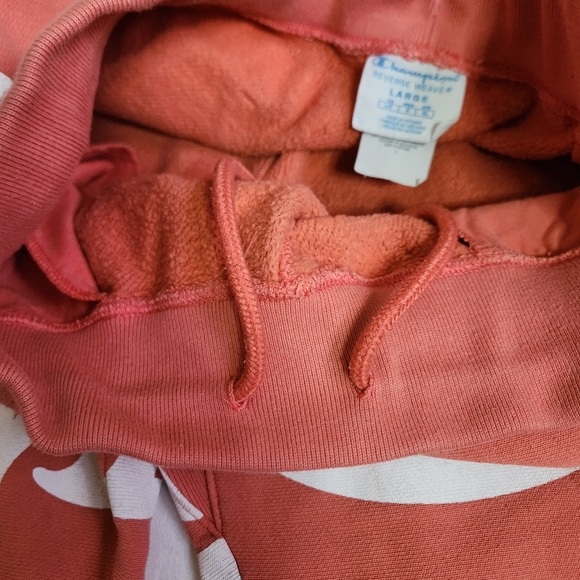 Champion men's reverse weave script logo spellout sweatpants joggers coral sz L - Picture 10 of 15